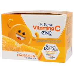 VITAMINA C +ZINC NARANJA 500/15MG SIN AZUCAR X12 SOBRES  - LA SANTE